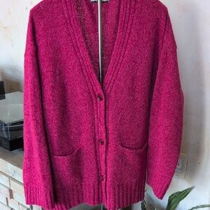 Made In Italy Fuchsia Cardigan Sweater